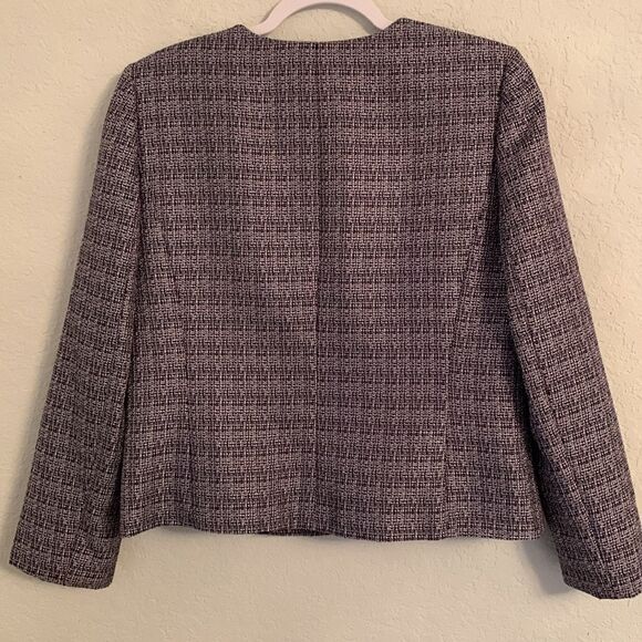 Tahari Purple White/Black Tweed Blazer with Modern Zipper Size 10 P - Picture 2 of 12